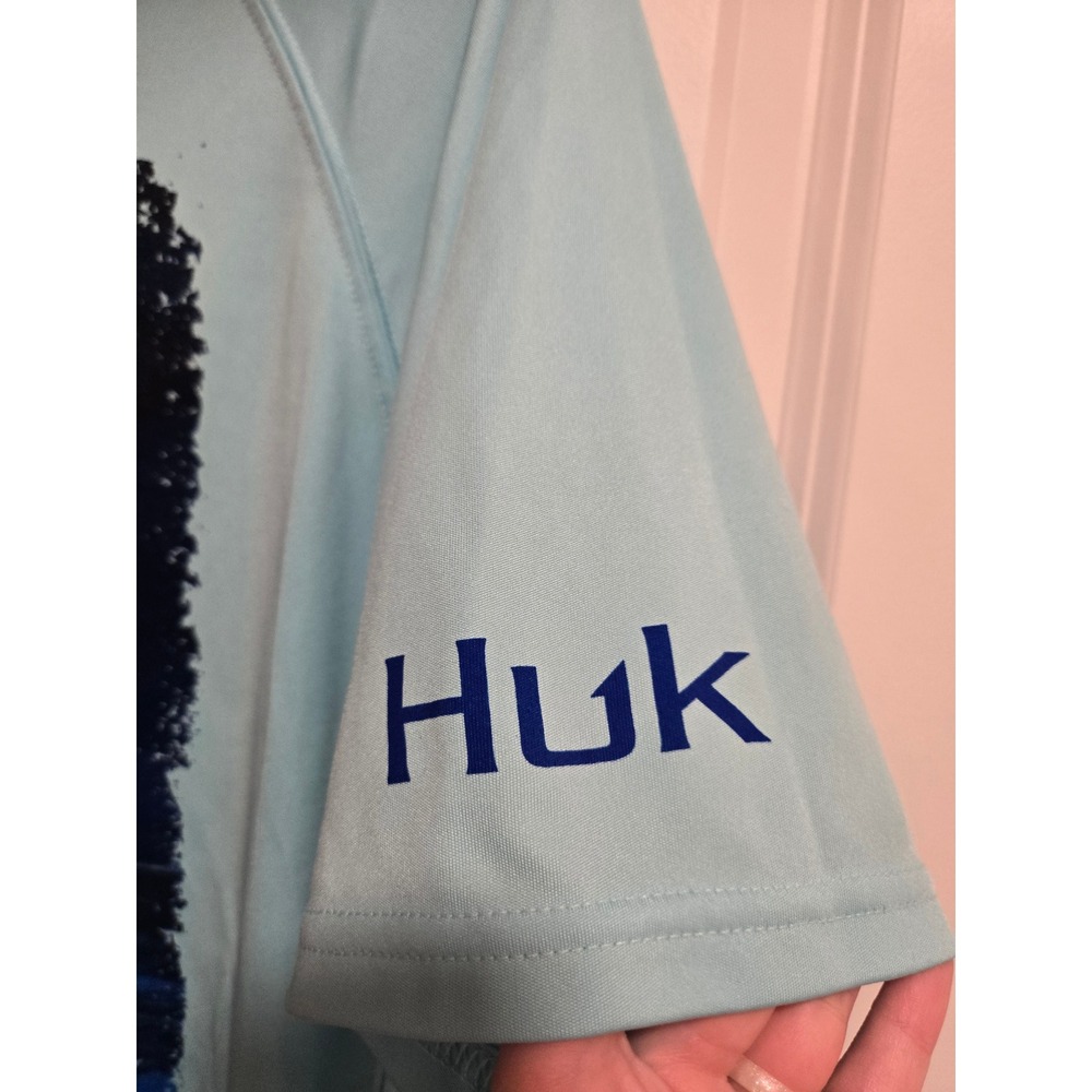 Huk Mens Restless Lady Charters Fishing Shirt Blue Graphic Tee Large Ocean City - Picture 5 of 5